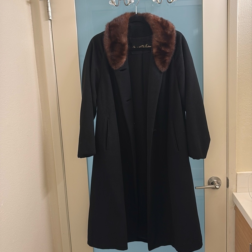 Vintage Marshall & Field Fur Lined Collar swing coat S-M